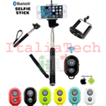 KIT SELFIE STICK + BLUETOOTH SHUTTER TELECOMANDO MONOPOD GO PRO ASTA per Smartphone