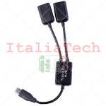 Adattatore OTG (USB/Type-C - Dual USB - Nero)