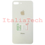 BACK COVER + ADESIVO FORO LARGO APPLE IPHONE 8 PLUS SCOCCA COPRIBATTERIA POSTERIORE SILVER BIANCO