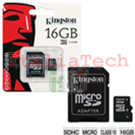 SCHEDA DI MEMORIA Kingston microSD 16GB con adattatore SD C10