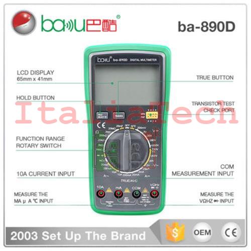 TESTER MULTIMETER MULTIMETRO DIGITALE TESTER PROFESSIONALE CON CAVI BAKU  BK-890D - BAKU ( Attrezzature Laboratorio - Attrezzatura da banco )