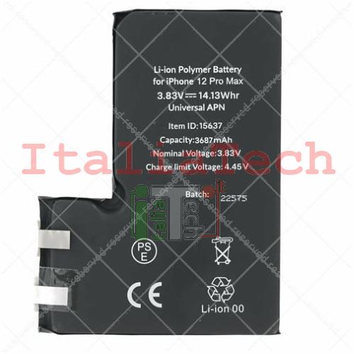 Batteria per iPhone 12 Pro Max (Compat. - Grado AA - No flat