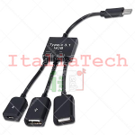 Adattatore OTG (USB/Type-C - Dual USB/Micro-USB - Nero)