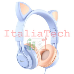 HOCO - CUFFIE CON FILO CAT EARS (W36) - JACK 3,5 MM, CON MICROFONO - DREAM BLUE