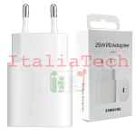 Caricabatterie Fast Charge ORIGINALE per Samsung 25W Type-C EP-TA800EBE BIANCO