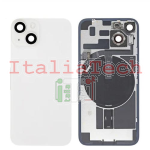 BACK COVER + PIASTRA METALLICA + VETRO CAMERA + ANTENNA NFC PER APPLE IPHONE 14 SCOCCA VETRO COPRIBATTERIA POSTERIORE BIANCO WHITE