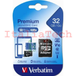 MEMORY CARD MICROSD 32GB VERBATIM PREMIUM C10 44083 CON ADATTATORE SD