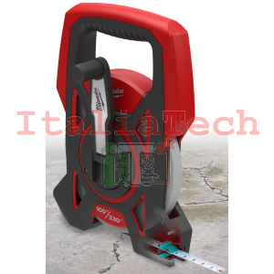 OPEN REEL - ROTELLA METRICA CON CASSA APERTA RINFORZATA IN METALLO E NASTRO IN ACCIAIO RIVESTITO IN NYLON - 100 M - MILWAUKEE