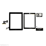 VETRO TOUCHSCREEN ASSEMBLATO per iPad 2 touch screen tasto home biadesivo NERO