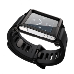 CINTURINO da polso per iPod Nano 6G NERO alluminio silicone custodia mod simile lunatik