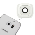 LENTE VETRO FOTOCAMERA POSTERIORE BACK per SAMSUNG GALAXY S6 EDGE G925 BIANCO camera vetrino retro