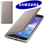CUSTODIA Flip Wallet originale Samsung EF-WA510PFE per Galaxy A5 A510 2016 Cover Slim Oro Gold