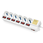 VULTECH MULTIPRESA CON 6 POSTI BIPASSO/SCHUKO CON TASTI ON/OFF DEDICATI MU-06