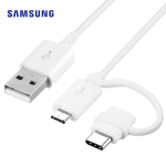 Cavo Dati 2in1 SAMSUNG Combo Type-C MicroUSB ORIGINALE EP-DG930DWE A520,Note8,S8
