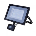 V-TAC PRO VT-50-S FARETTO LED 50W ULTRA SOTTILE SLIM CHIP SAMSUNG CON SENSORE COLORE NERO - BIANCO NATURALE - SKU 470