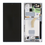 DISPLAY LCD ORIGINALE Samsung S908 Galaxy S22 Ultra bianco WHITE vetrino touch vetro schermo