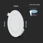 V-TAC VT-607-RD PANNELLO LED ROTONDO 6W SMD DA INCASSO CON DRIVER - SKU 214855