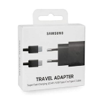 Caricabatterie Fast Charge ORIGINALE per Samsung 25W Type-C + Cavo EP-TA800X NERO