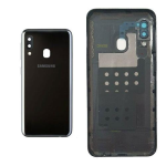 BACK COVER + CAMERA FRAME SAMSUNG A20E A202 A202F SCOCCA COPRIBATTERIA POSTERIORE NERO