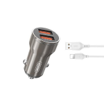Caricatore XO per auto CC48 2 USB 2.4A + Cavo Lightning - 00430820
