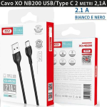 Cavo XO NB200 USB/Type C 2 mt. 2,1A Nero - 00430290