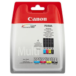 CANON CLI-551 ink cartridge black and tri-colour standard capacity combopack blister with alarm - 6509B008