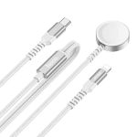 HOCO - CARICABATTERIE INDUTTIVO 2 IN 1 DI TIPO C PER APPLE WATCH + CAVO DI RICARICA LIGHTNING PD QC 3A CW54 DA 1,2 M BIANCO