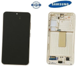TOUCH SCREEN SCHERMO ORIGINALE SERVICE PACK PER SAMSUNG GALAXY S23 5G S911B CREMA / CREAM BEIGE CON FRAME VETRO LCD DISPLAY GH82-30480B / GH82-30481B / GH82-31001B