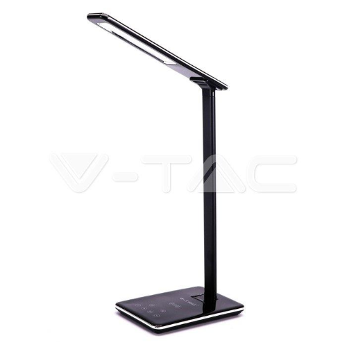 V-TAC VT-7405 LAMPADA DA TAVOLO LED 5W MULTIFUNZIONE CON STAZIONE DI RICARICA WIRELESS COLORE NERO - SKU 8600