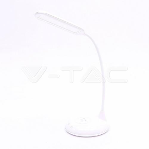 V-TAC VT-7705 LAMPADA DA TAVOLO LED 4W MULTIFUNZIONE CON STAZIONE DI RICARICA WIRELESS COLORE BIANCO - SKU 8605