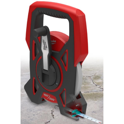 OPEN REEL - ROTELLA METRICA CON CASSA APERTA RINFORZATA IN METALLO E NASTRO IN ACCIAIO RIVESTITO IN NYLON - 100 M - MILWAUKEE