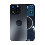 BACK COVER + PIASTRA METALLICA + VETRO CAMERA PER APPLE IPHONE 15 PRO SCOCCA VETRO COPRIBATTERIA POSTERIORE TITANIUM BLACK NERO