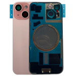 BACK COVER + PIASTRA METALLICA + VETRO CAMERA PER APPLE IPHONE 15 SCOCCA VETRO COPRIBATTERIA POSTERIORE ROSA PINK