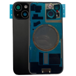 BACK COVER + PIASTRA METALLICA + VETRO CAMERA PER APPLE IPHONE 15 SCOCCA VETRO COPRIBATTERIA POSTERIORE NERO BLACK