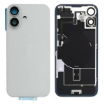 BACK COVER + PIASTRA METALLICA + VETRO CAMERA + ANTENNA NFC PER APPLE IPHONE 16 SCOCCA VETRO COPRIBATTERIA POSTERIORE BIANCO WHITE