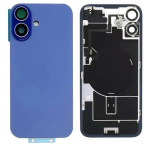 BACK COVER + PIASTRA METALLICA + VETRO CAMERA + ANTENNA NFC PER APPLE IPHONE 16 SCOCCA VETRO COPRIBATTERIA POSTERIORE BLU BLUE