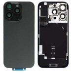 BACK COVER + PIASTRA METALLICA + VETRO CAMERA + ANTENNA NFC PER APPLE IPHONE 16 PRO SCOCCA VETRO COPRIBATTERIA POSTERIORE TITANIUM BLACK NERO