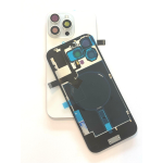 BACK COVER + PIASTRA METALLICA + VETRO CAMERA + ANTENNA NFC PER APPLE IPHONE 16 PRO SCOCCA VETRO COPRIBATTERIA POSTERIORE TITANIUM WHITE BIANCO