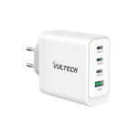 CARICATORE ADATTATORE UNIVERSALE VULTECH CC100-3C1A 3 PORTE TYPE-C 1 PORTA USB PD100 GAN PPS 100W - QC3.0- BIANCO DIMENSIONI COMPATTE