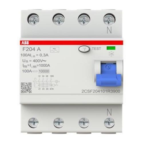 ABB F204 A-100/0,3 INTERRUTTORE DIFFERENZIALE PURO 4P TYPE A 100A 300MA