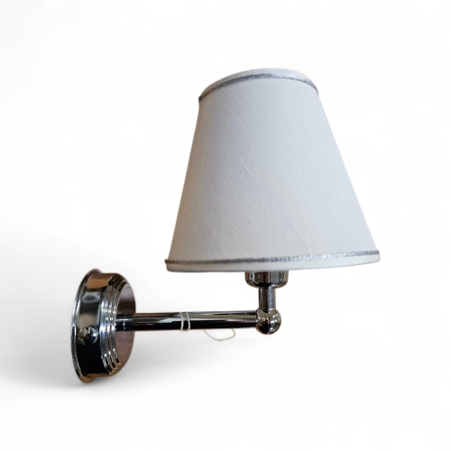 APPLIQUE TONDA CUFFIA BIANCA D14/8 BRACCIO CROMO 13CM