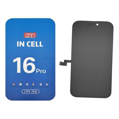 DISPLAY LCD ZY COF FHD INCELL PER APPLE IPHONE 16 PRO TOUCH SCREEN VETRO SCHERMO FRAME NERO (IC INTERCAMBIABILE)