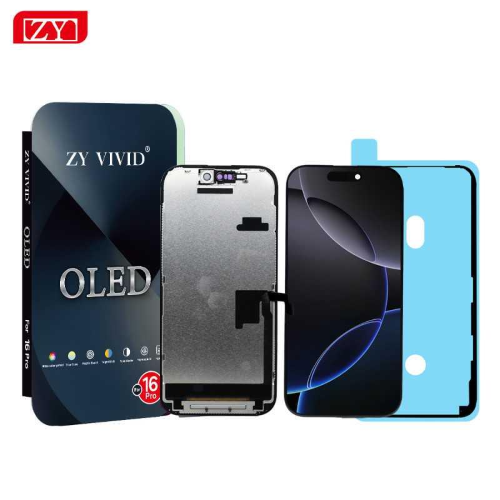 DISPLAY LCD ZY HARD OLED PER APPLE IPHONE 16 PRO TOUCH SCREEN VETRO SCHERMO FRAME NERO (IC INTERCAMBIABILE)