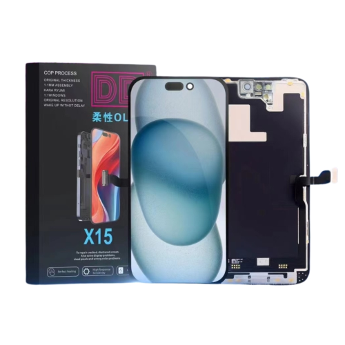 DISPLAY LCD DD SOFT OLED PER APPLE IPHONE 15 TOUCH SCREEN VETRO SCHERMO FRAME NERO (IC Intercambiabile)