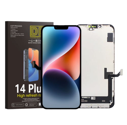 DISPLAY LCD DD SOFT OLED PER APPLE IPHONE 14 PLUS TOUCH SCREEN VETRO SCHERMO FRAME NERO (IC Intercambiabile)