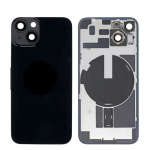 BACK COVER + PIASTRA METALLICA + VETRO CAMERA PER APPLE IPHONE 14 SCOCCA VETRO COPRIBATTERIA POSTERIORE NERO BLACK