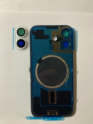 BACK COVER + PIASTRA METALLICA + VETRO CAMERA PER APPLE IPHONE 17 SCOCCA VETRO COPRIBATTERIA POSTERIORE BIANCO WHITE