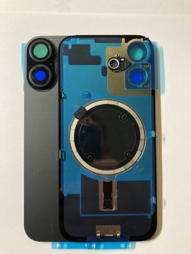 BACK COVER + PIASTRA METALLICA + VETRO CAMERA PER APPLE IPHONE 17 SCOCCA VETRO COPRIBATTERIA POSTERIORE NERO BLACK