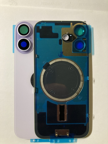 BACK COVER + PIASTRA METALLICA + VETRO CAMERA APPLE IPHONE 17 SCOCCA VETRO COPRIBATTERIA POSTERIORE LILLA PURPLE