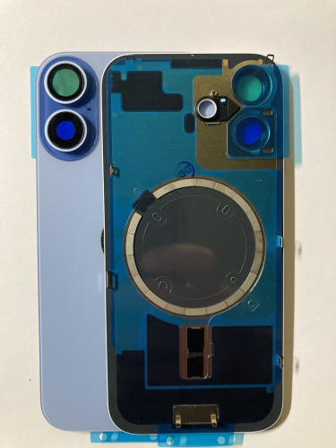 BACK COVER + PIASTRA METALLICA + VETRO CAMERA PER APPLE IPHONE 17 SCOCCA VETRO COPRIBATTERIA POSTERIORE BLU BLUE